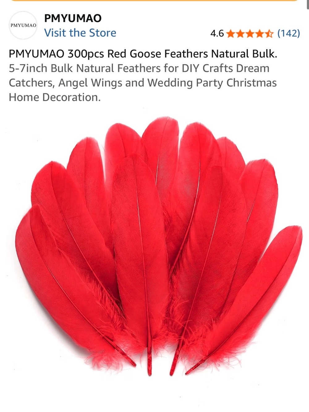 Red Goose Feathers - 300pcs Bulk for Crafts & Party Decor